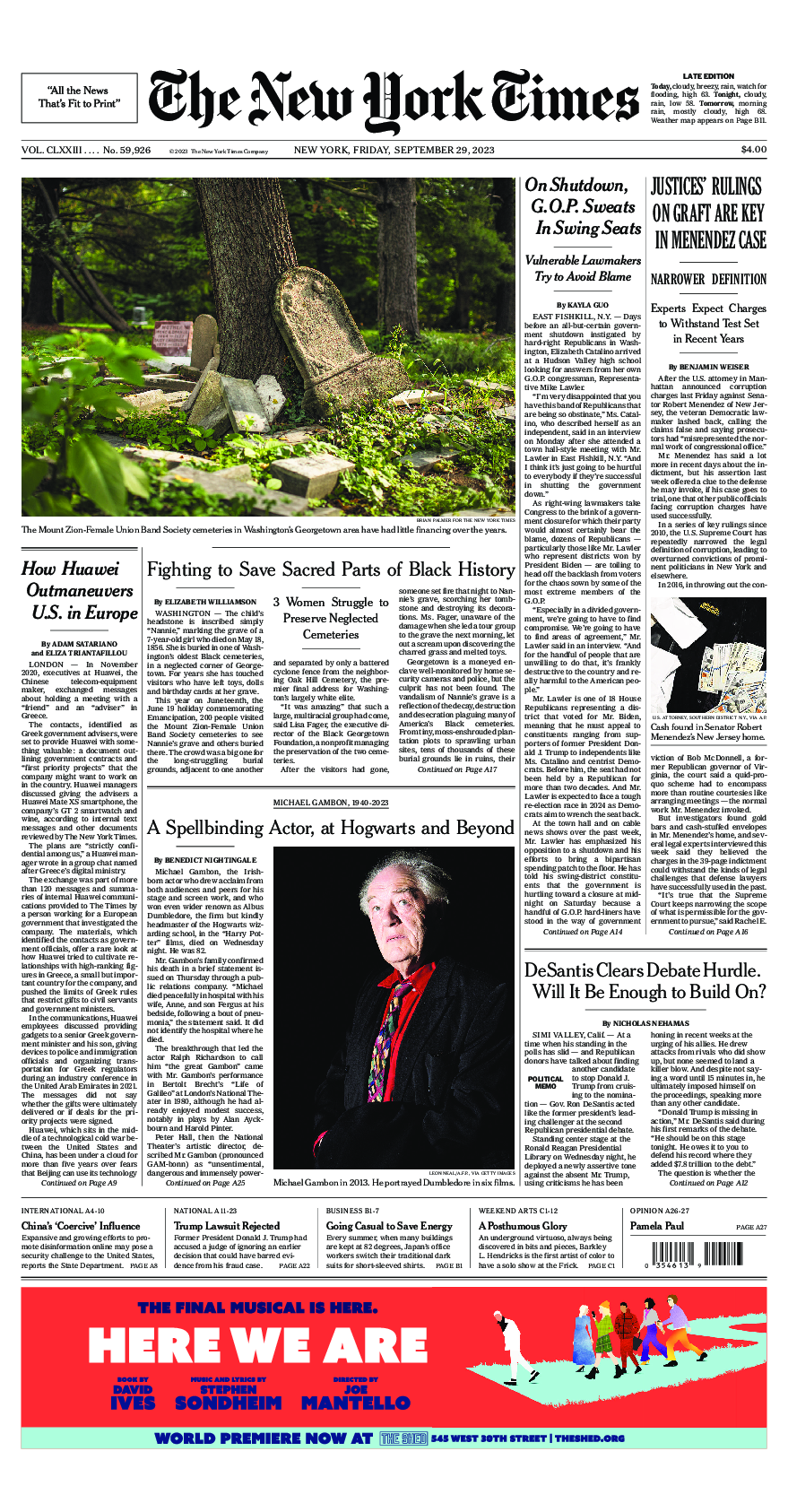 Prima-pagina-New-York-Times-del-2023-09-29