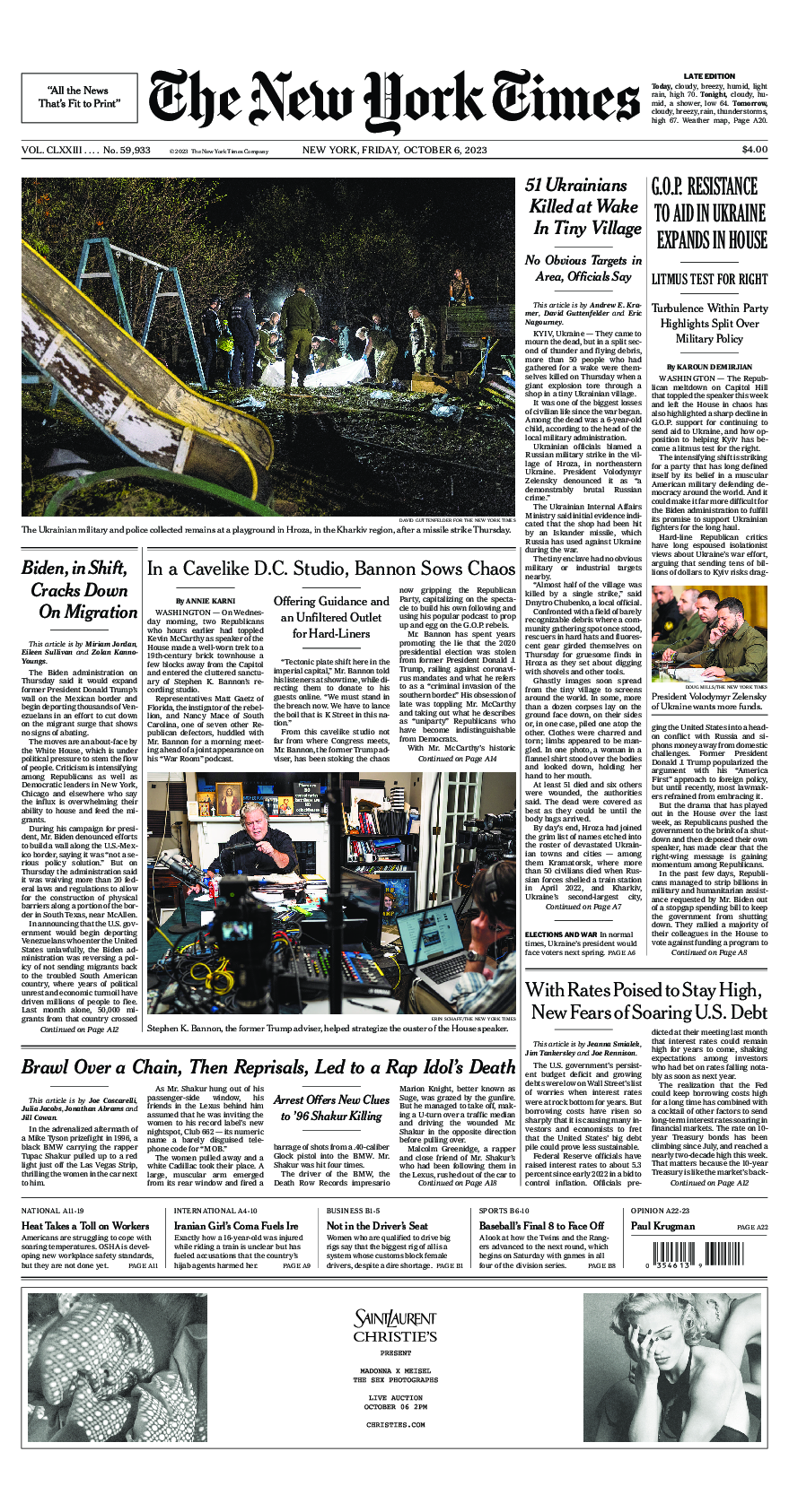 Prima-pagina-New-York-Times-del-2023-10-06