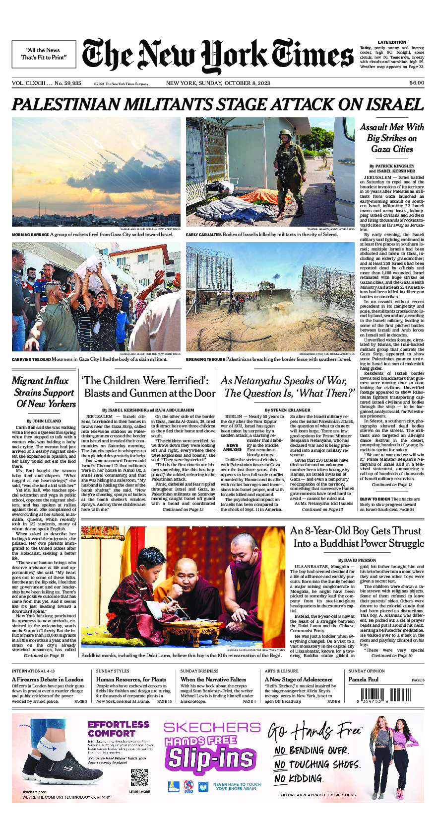 Prima-pagina-New-York-Times-del-2023-10-08