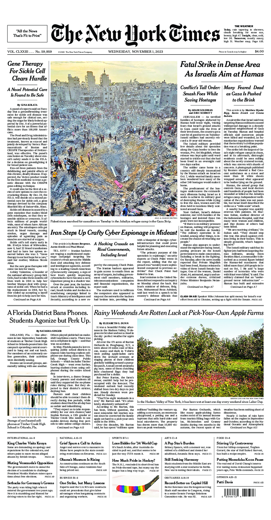 Prima-pagina-New-York-Times-del-2023-11-01