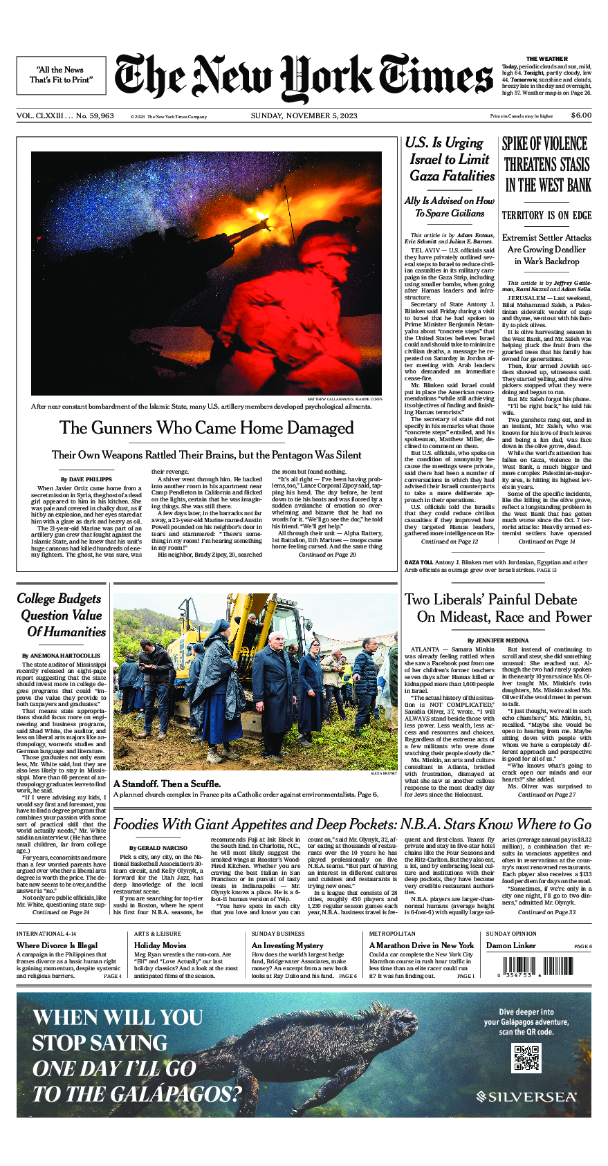 Prima-pagina-New-York-Times-del-2023-11-05