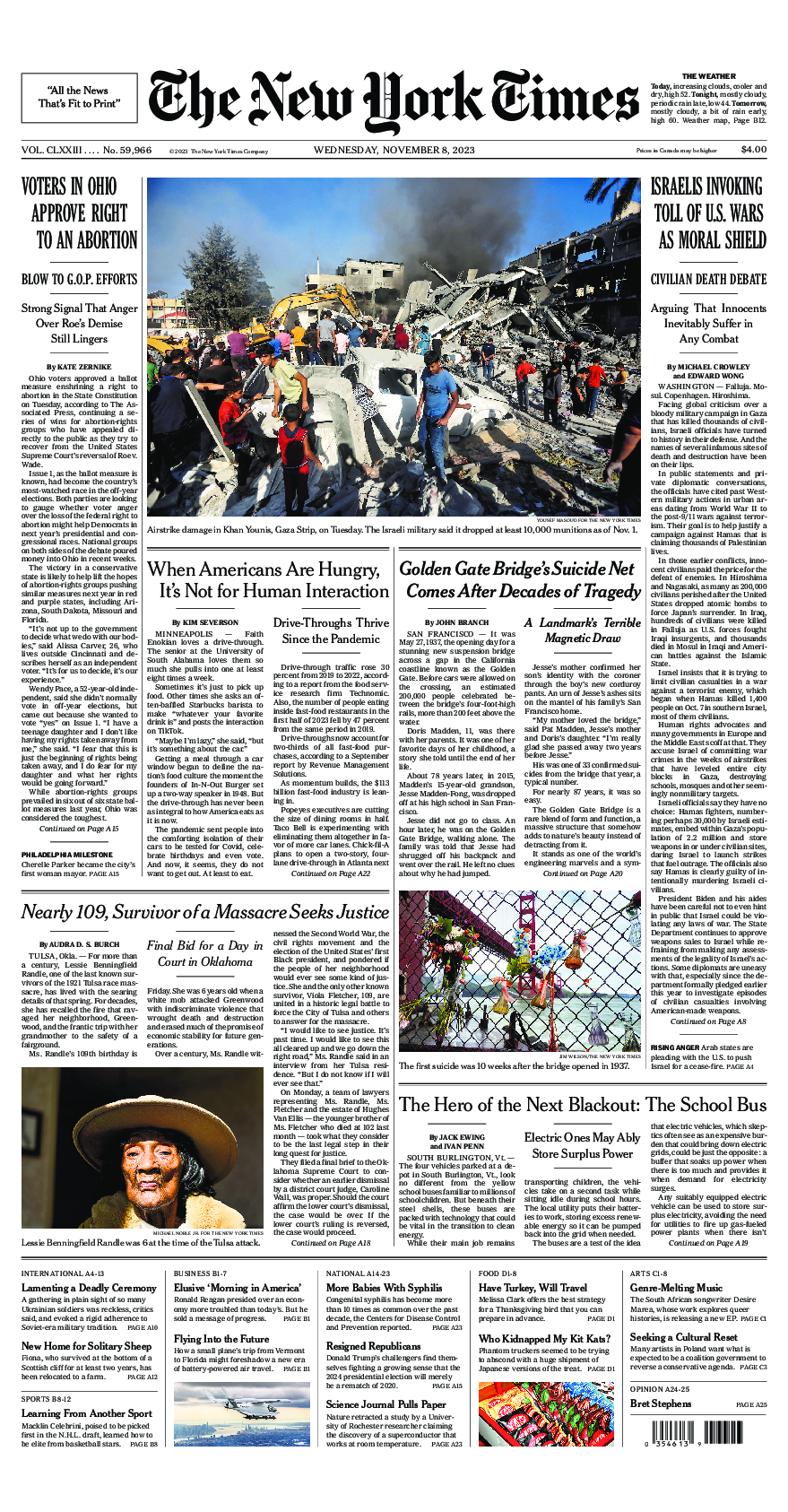 Prima-pagina-New-York-Times-del-2023-11-08