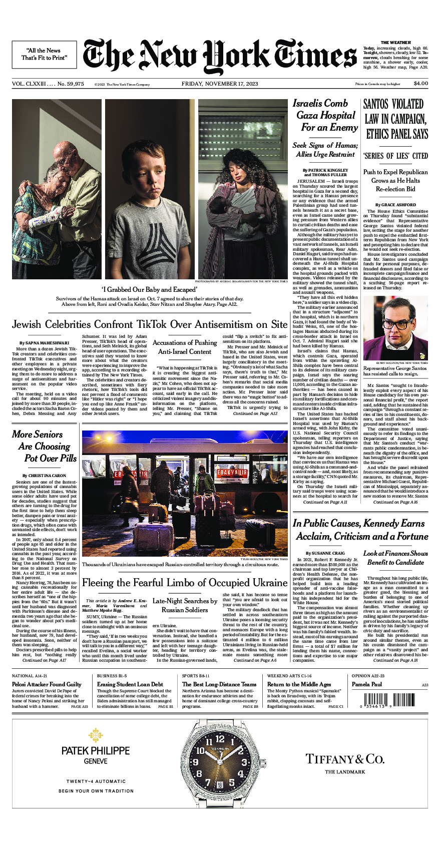 Prima-pagina-New-York-Times-del-2023-11-17