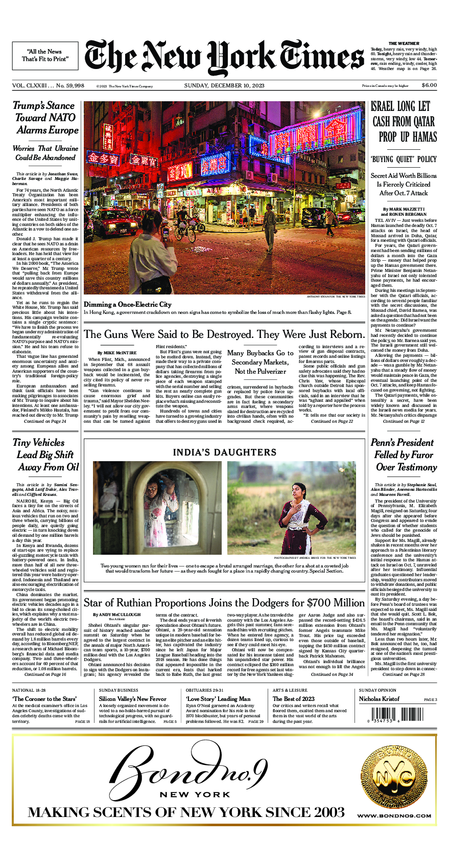 Prima-pagina-New-York-Times-del-2023-12-10