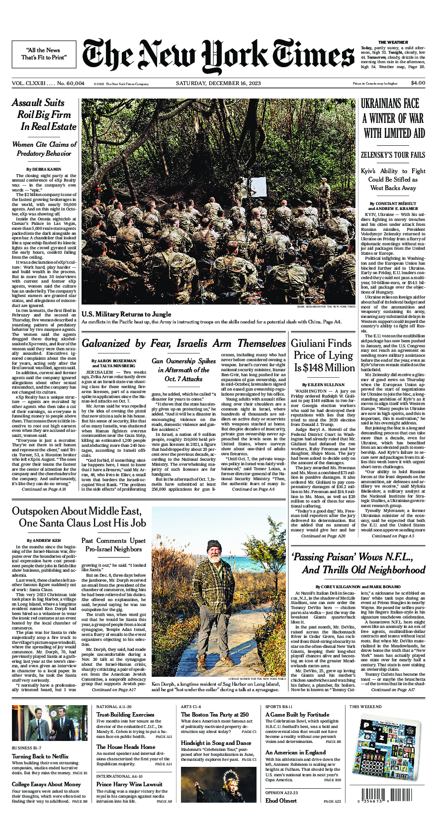 Prima-pagina-New-York-Times-del-2023-12-16