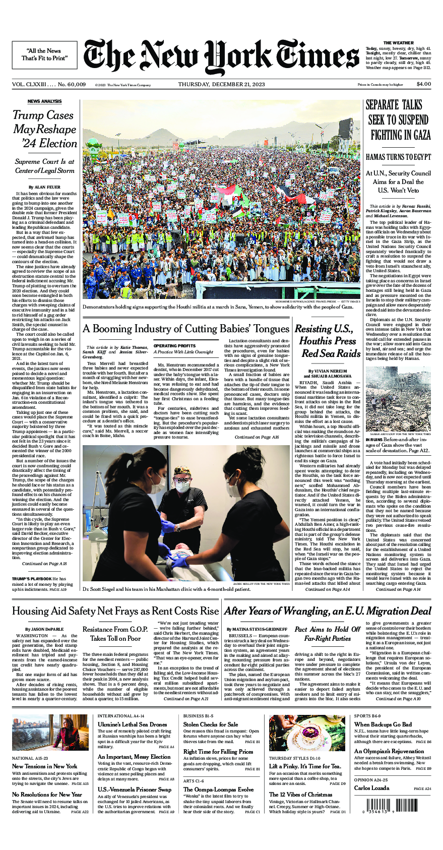 Prima-pagina-New-York-Times-del-2023-12-21