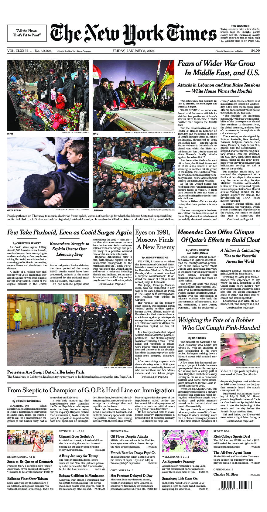 Prima-pagina-New-York-Times-del-2024-01-05