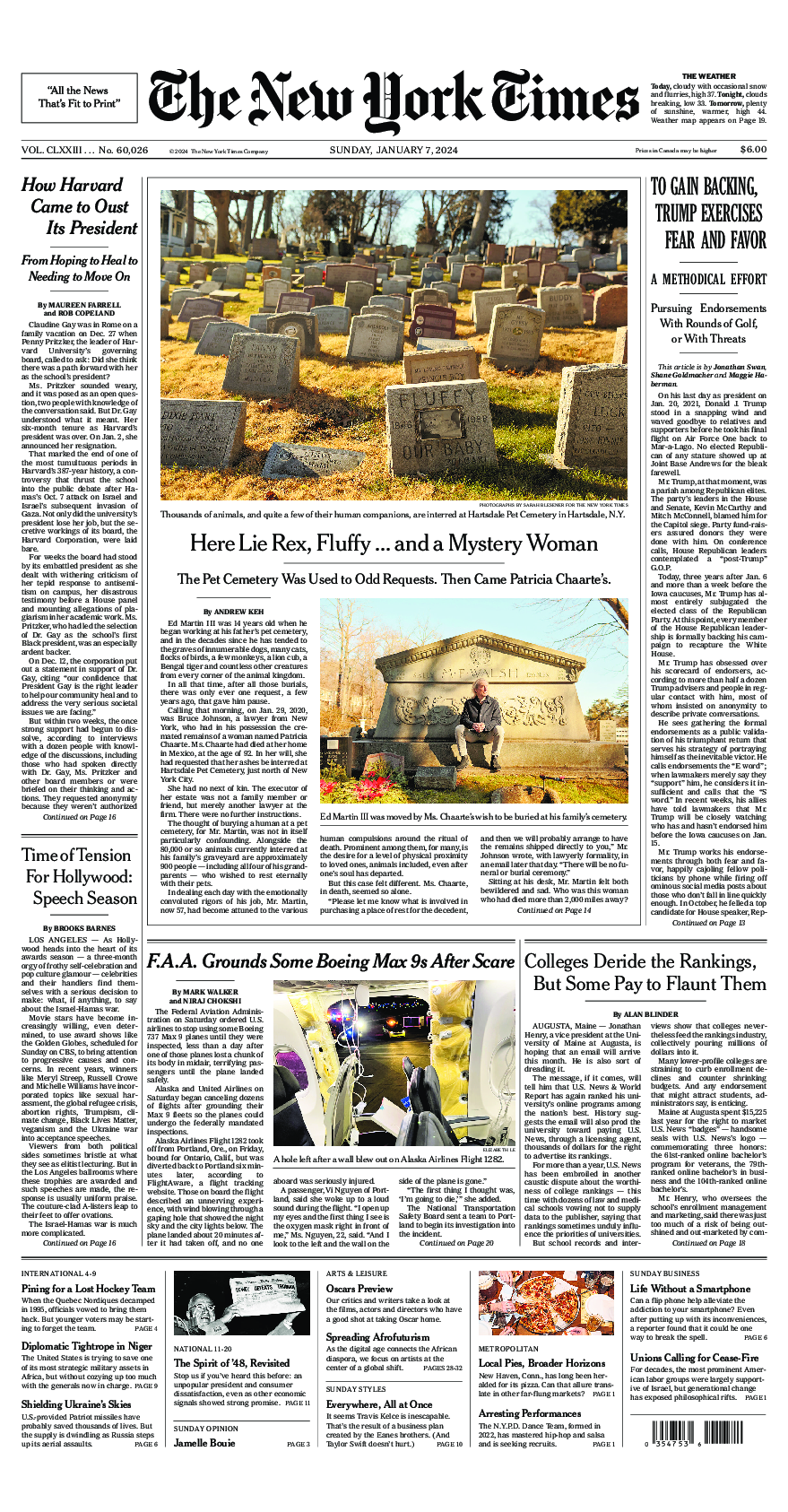 Prima-pagina-New-York-Times-del-2024-01-07