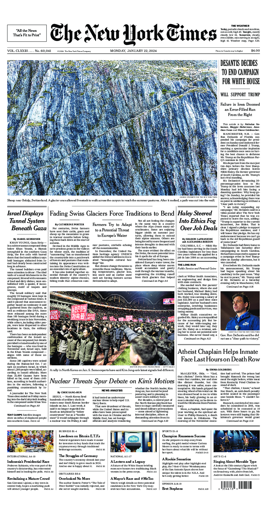 Prima-pagina-New-York-Times-del-2024-01-22