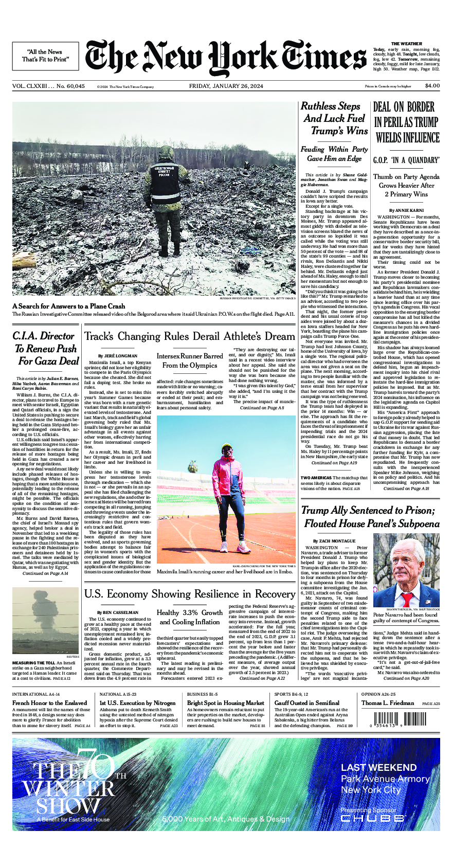 Prima-pagina-New-York-Times-del-2024-01-26