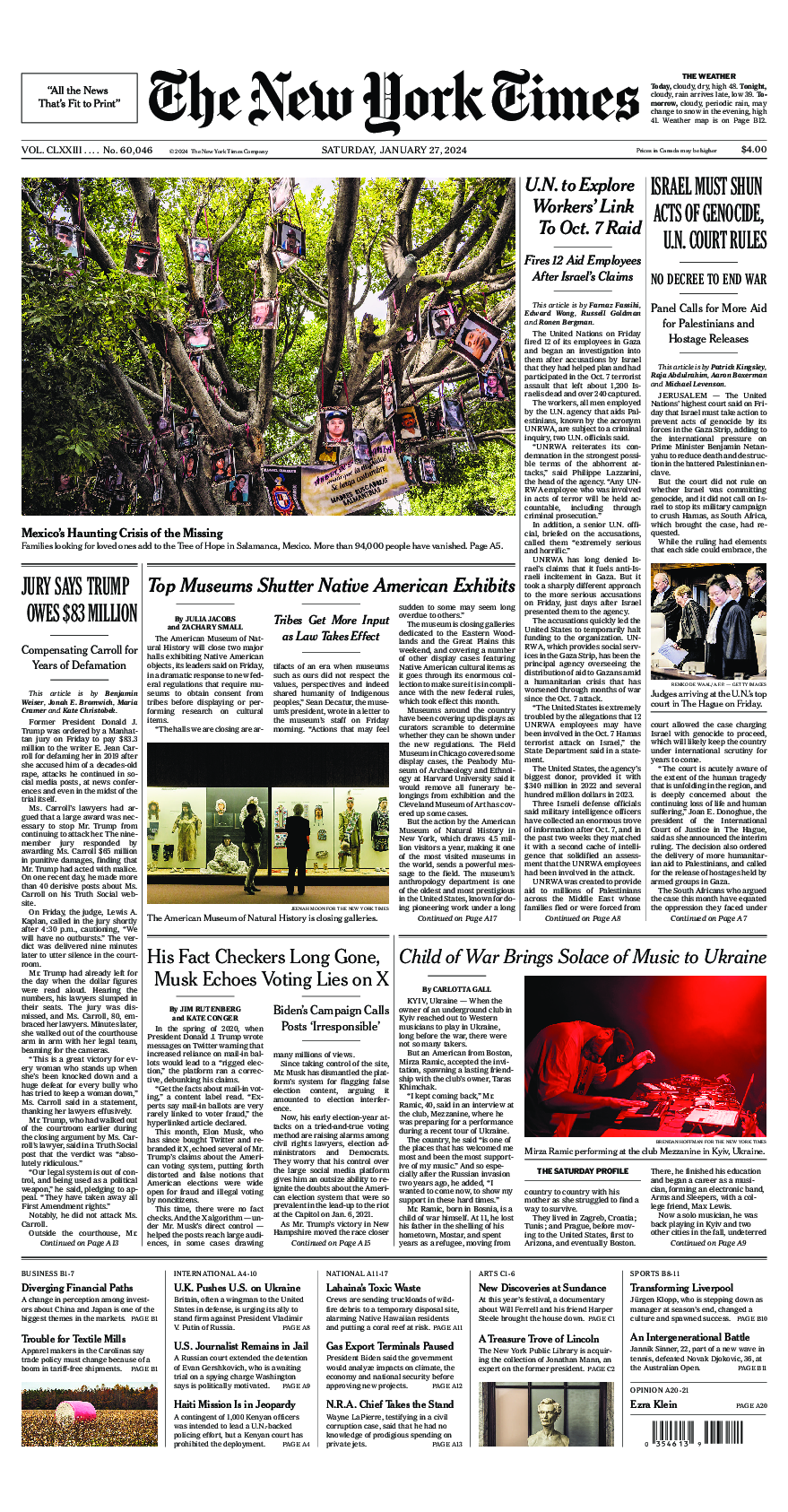 Prima-pagina-New-York-Times-del-2024-01-27