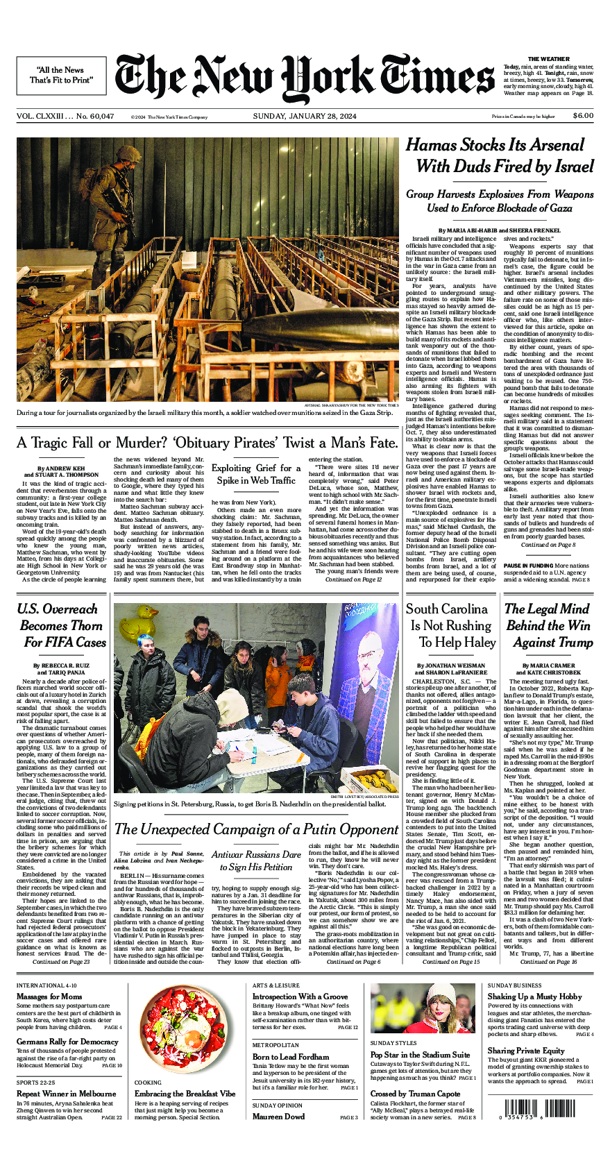 Prima-pagina-New-York-Times-del-2024-01-28