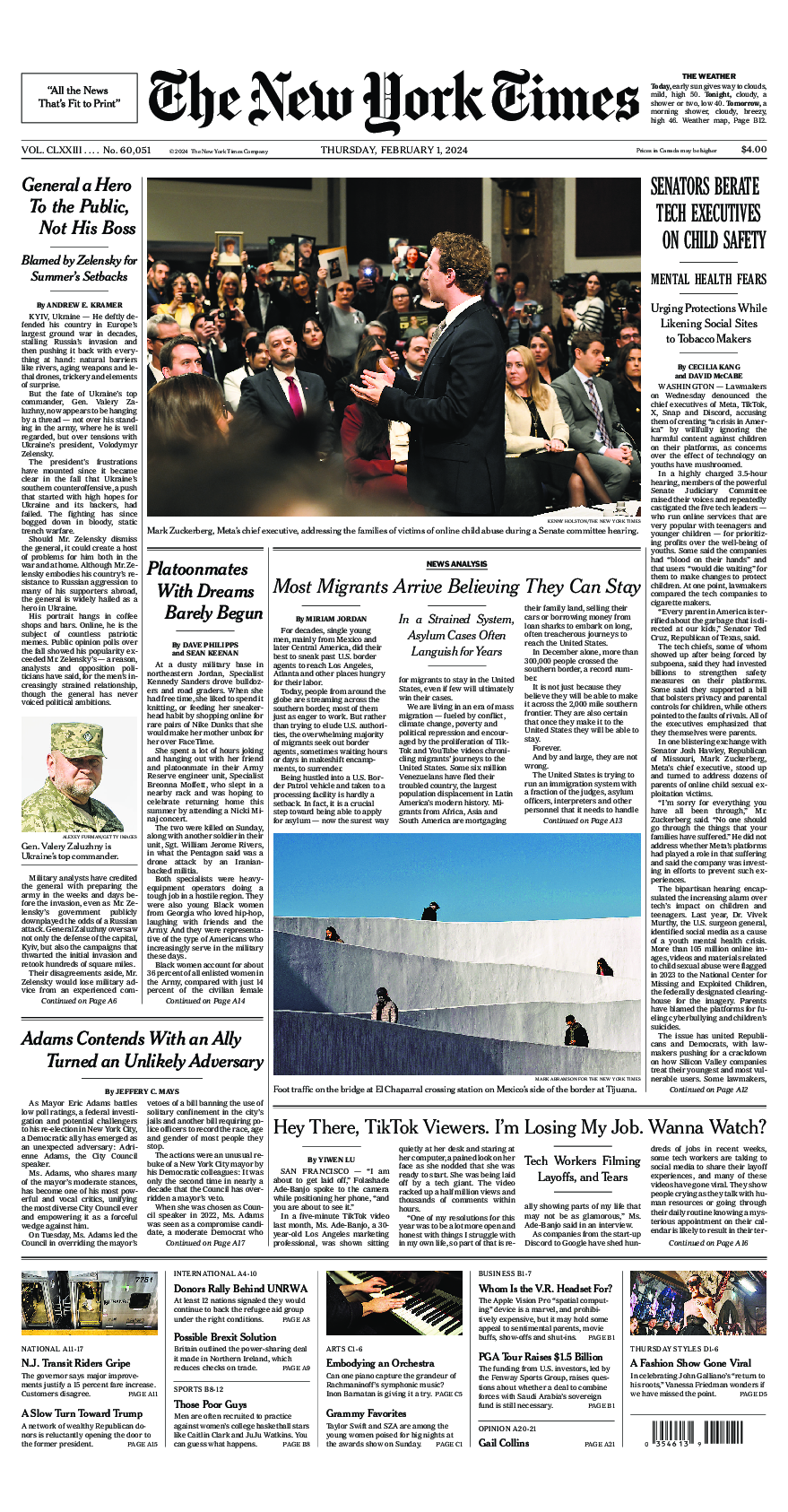 Prima-pagina-New-York-Times-del-2024-02-01