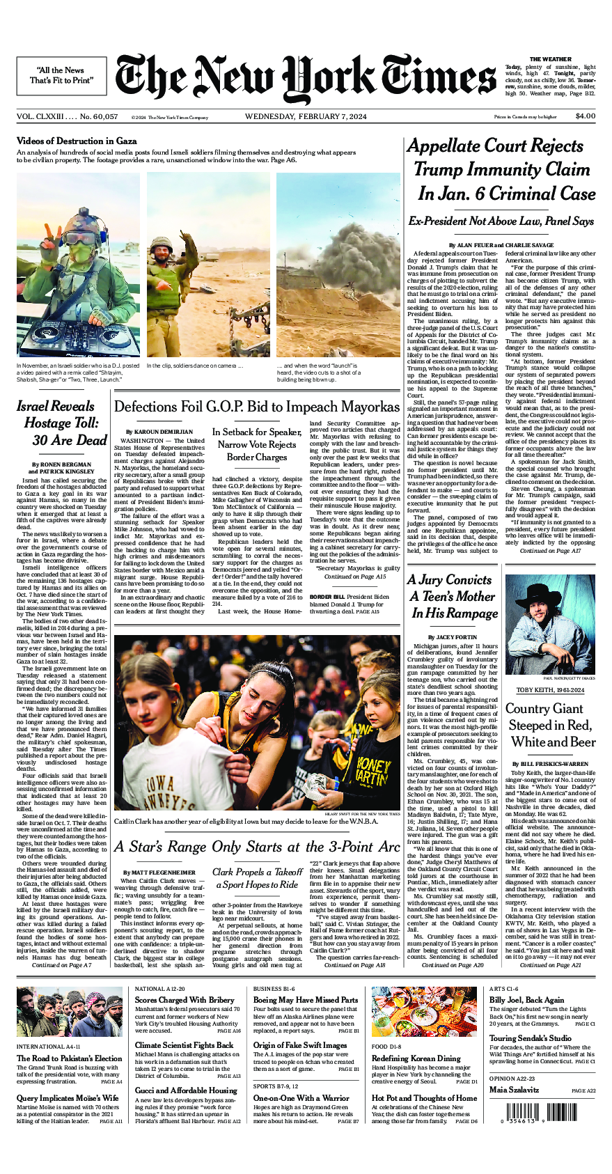 Prima-pagina-New-York-Times-del-2024-02-07