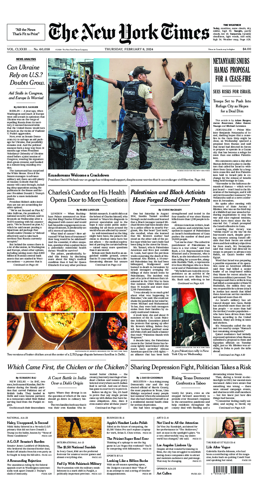 Prima-pagina-New-York-Times-del-2024-02-08