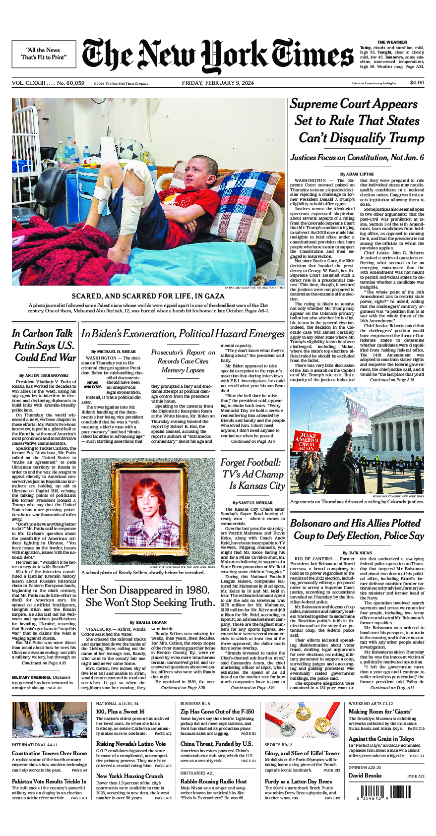 Prima-pagina-New-York-Times-del-2024-02-09