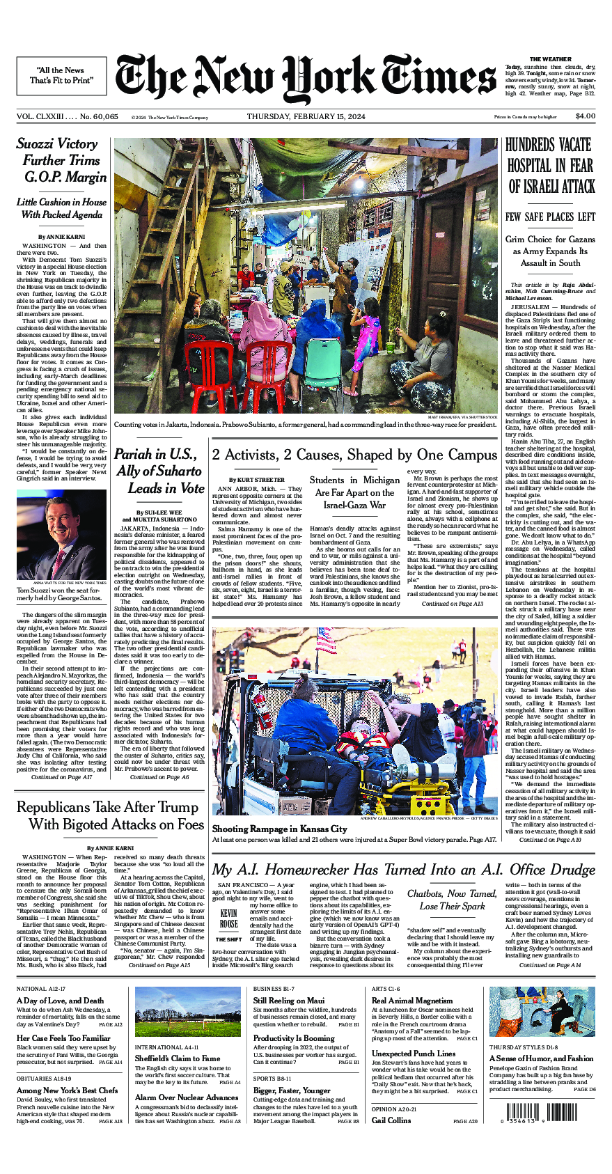 Prima-pagina-New-York-Times-del-2024-02-15