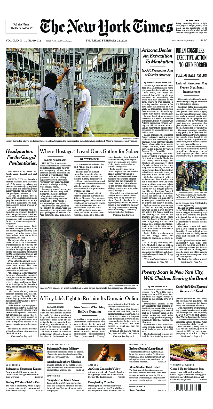 Prima-pagina-New-York-Times-del-2024-02-22