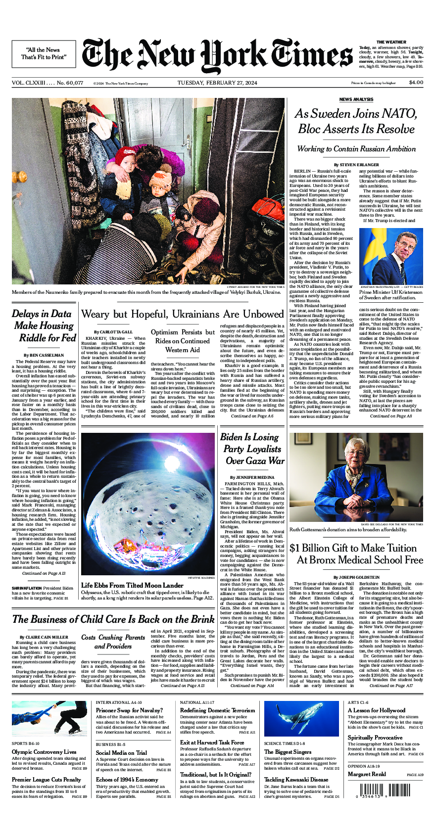 Prima-pagina-New-York-Times-del-2024-02-27