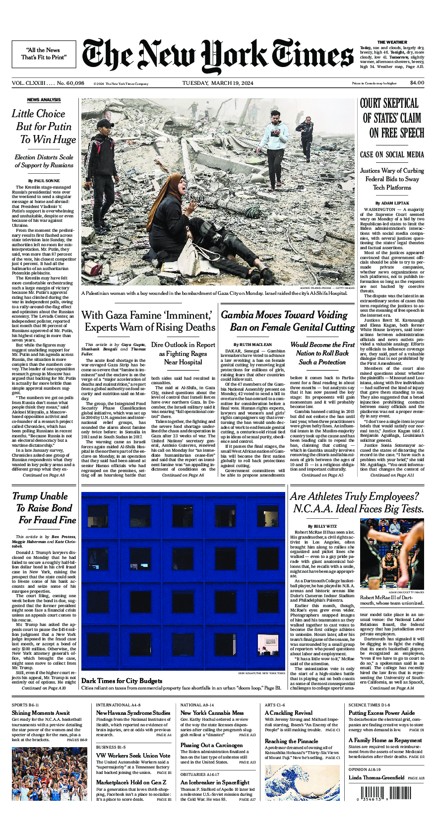 Prima-pagina-New-York-Times-del-2024-03-19