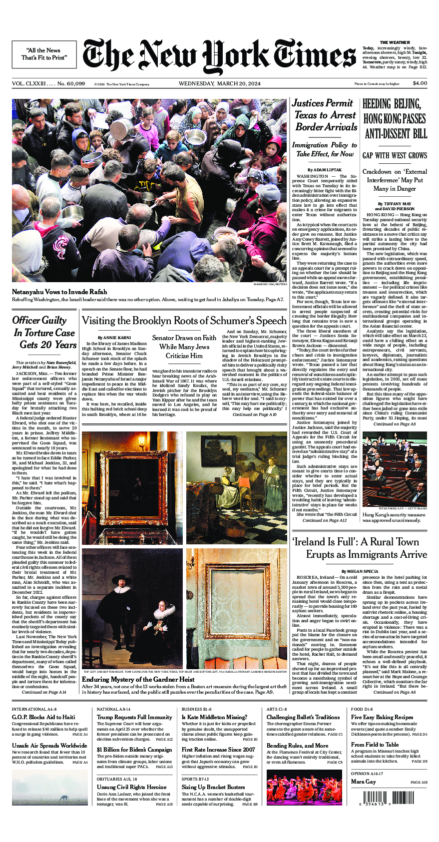 Prima-pagina-New-York-Times-del-2024-03-20