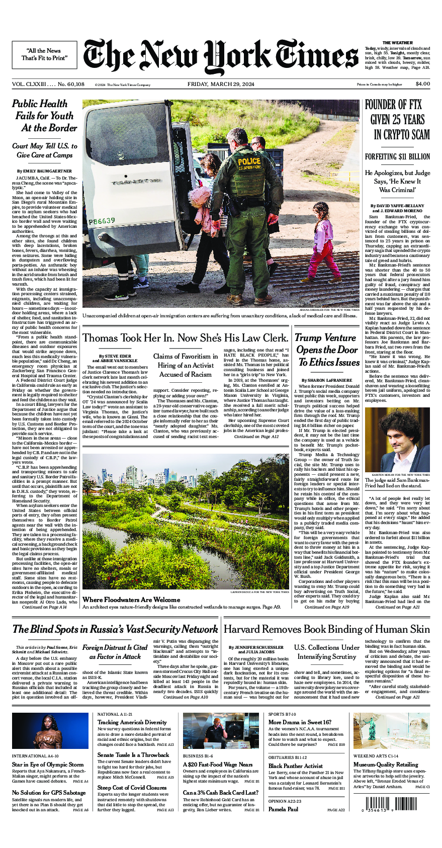 Prima-pagina-New-York-Times-del-2024-03-29