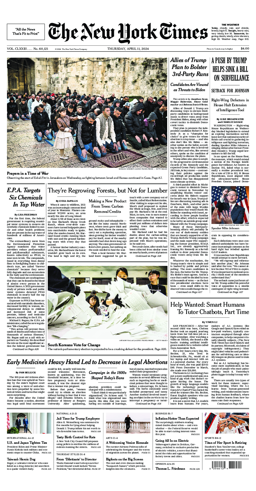 Prima-pagina-New-York-Times-del-2024-04-11