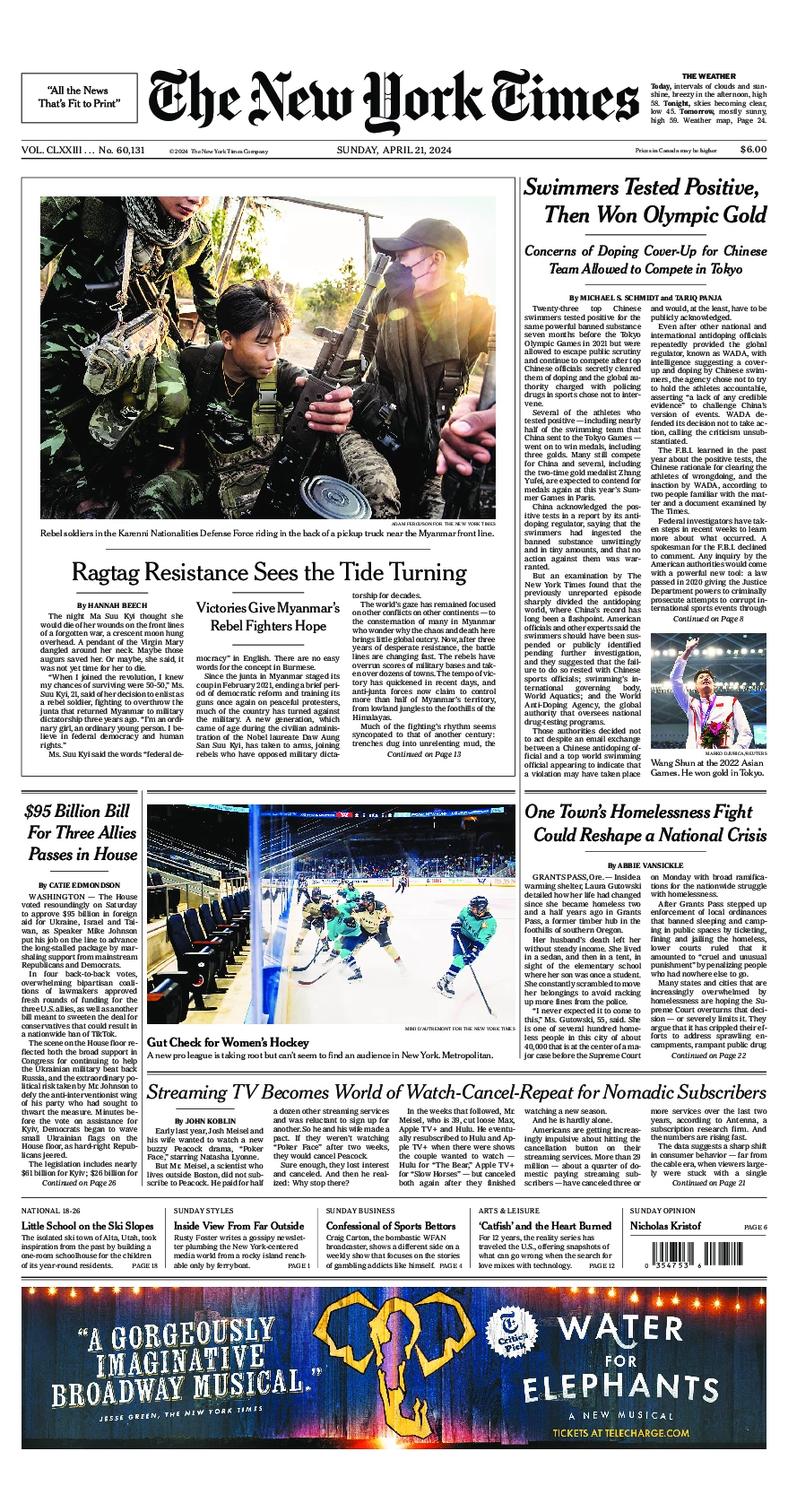 Prima-pagina-del-New-York-Times-edizione-di-oggi-2024-04-21