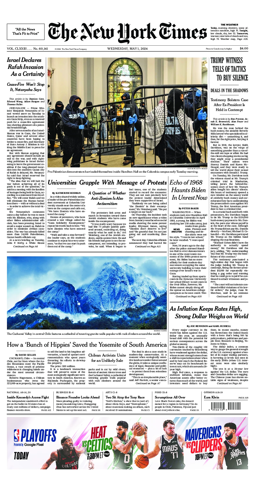 Prima-pagina-del-New-York-Times-edizione-di-oggi-2024-05-01