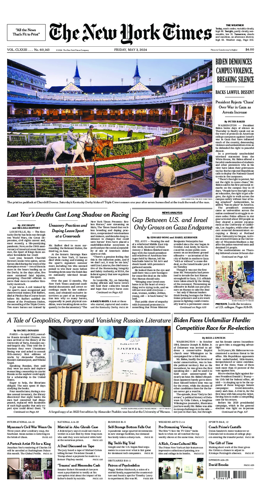 Prima-pagina-del-New-York-Times-edizione-di-oggi-2024-05-03