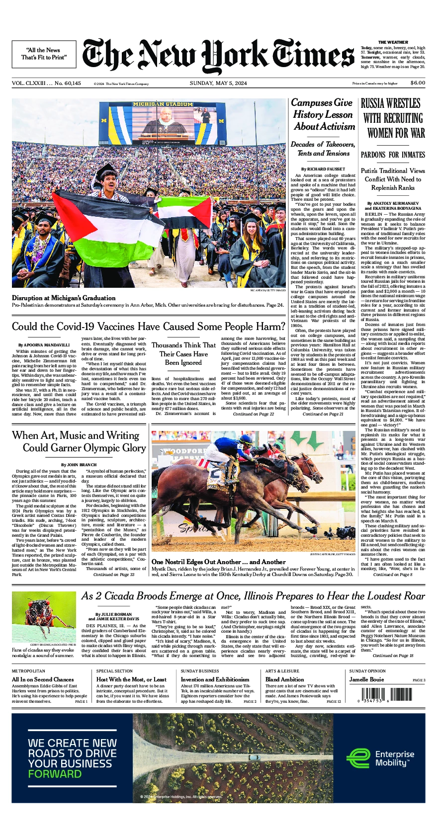 Prima-pagina-del-New-York-Times-edizione-di-oggi-2024-05-05