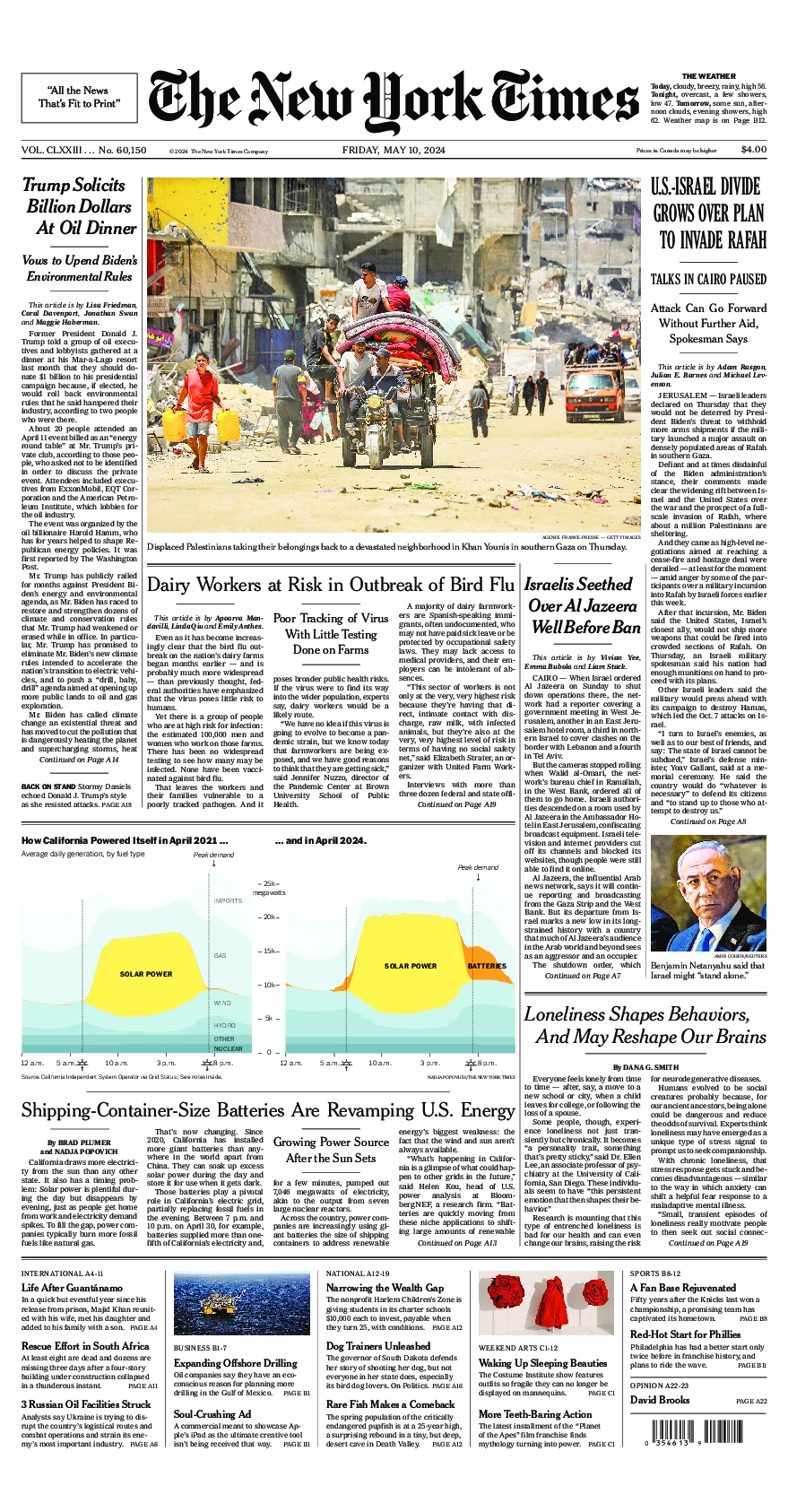 Prima-pagina-del-New-York-Times-edizione-di-oggi-2024-05-10