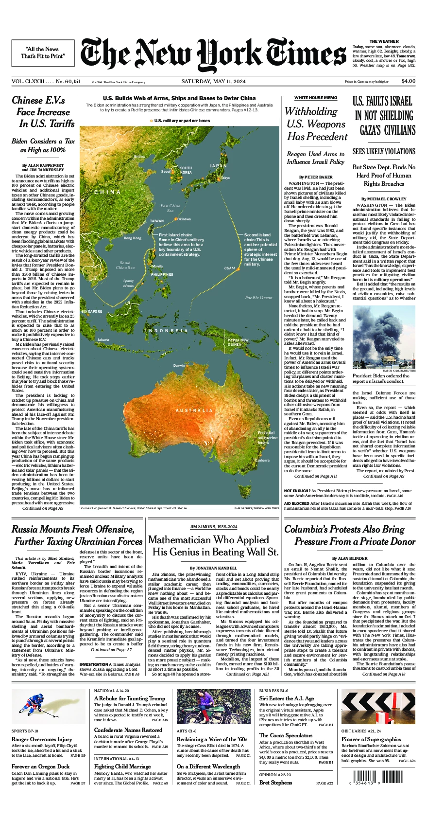 Prima-pagina-del-New-York-Times-edizione-di-oggi-2024-05-11