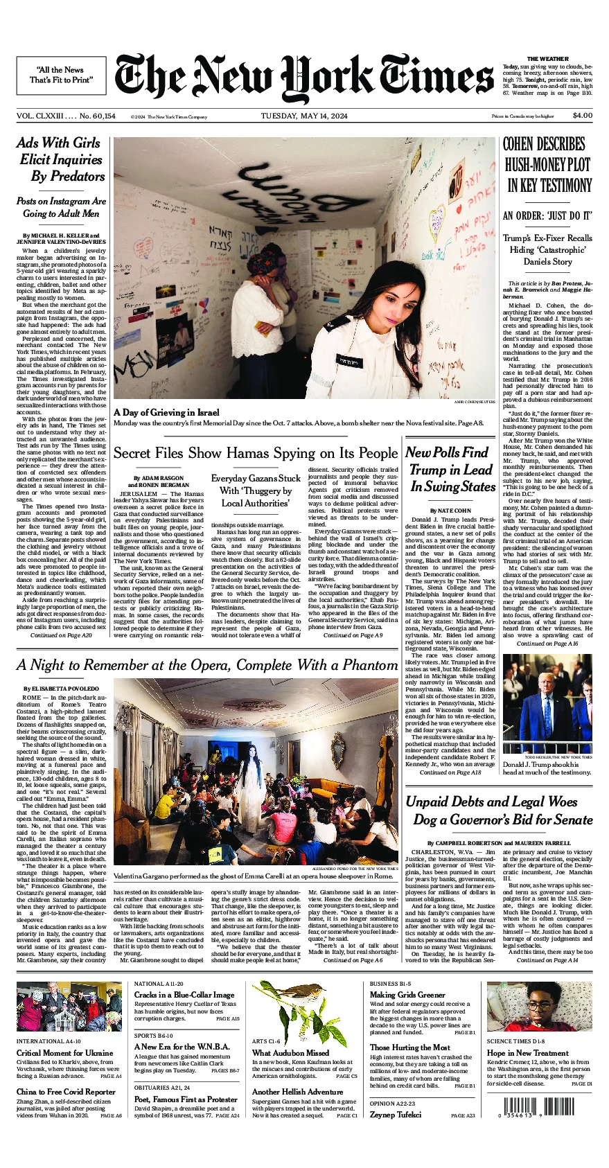 Prima-pagina-del-New-York-Times-edizione-di-oggi-2024-05-14