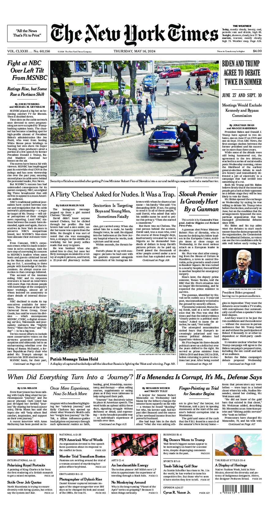 Prima-pagina-del-New-York-Times-edizione-di-oggi-2024-05-16