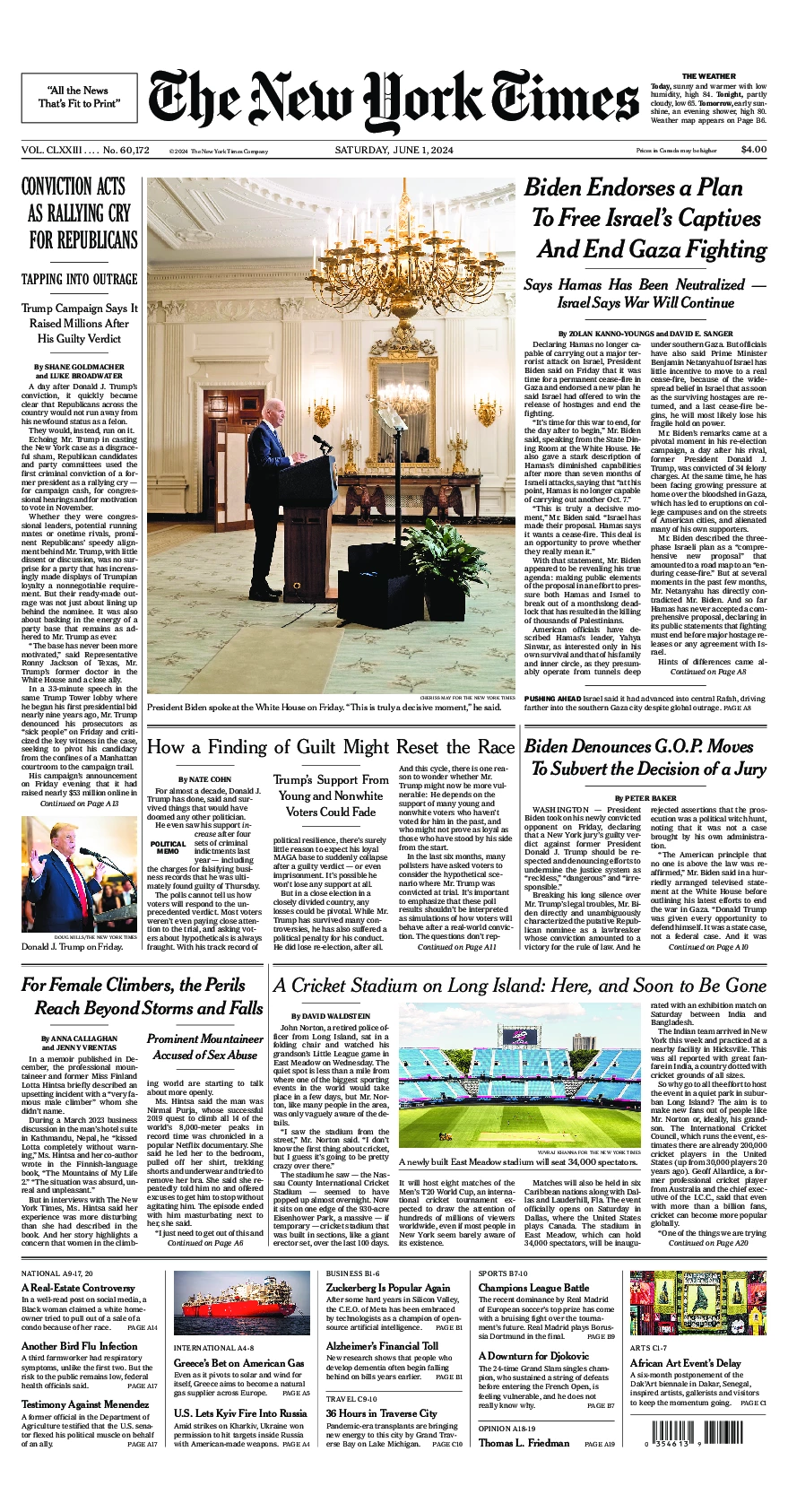 Prima-pagina-del-New-York-Times-edizione-di-oggi-2024-06-01