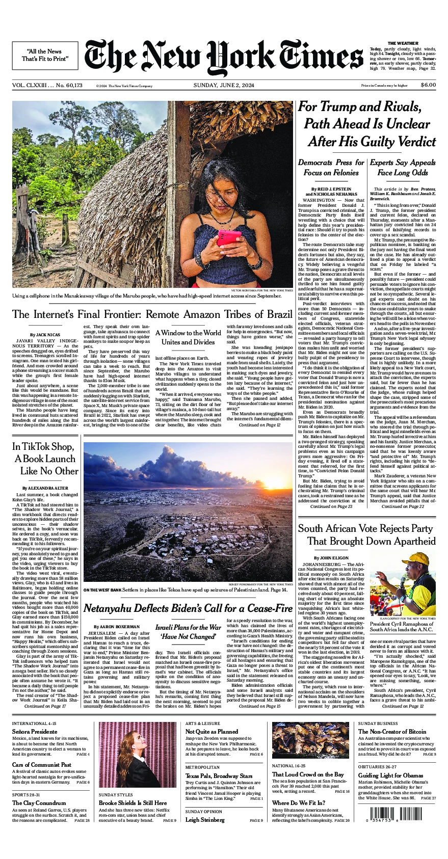 Prima-pagina-del-New-York-Times-edizione-di-oggi-2024-06-02