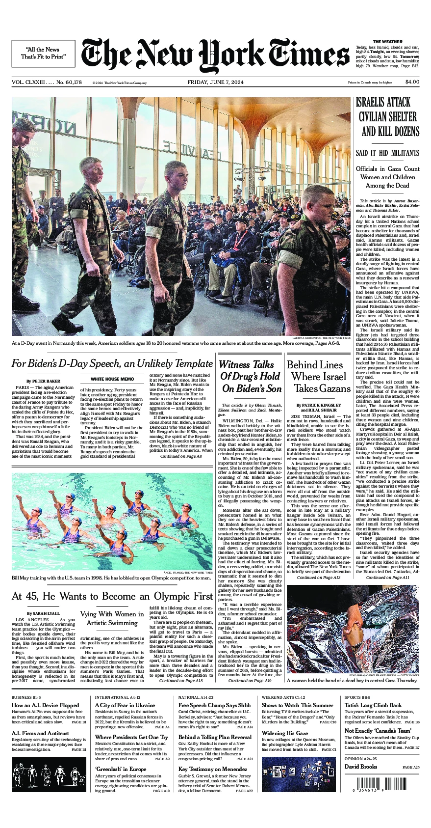 Prima-pagina-del-New-York-Times-edizione-di-oggi-2024-06-07