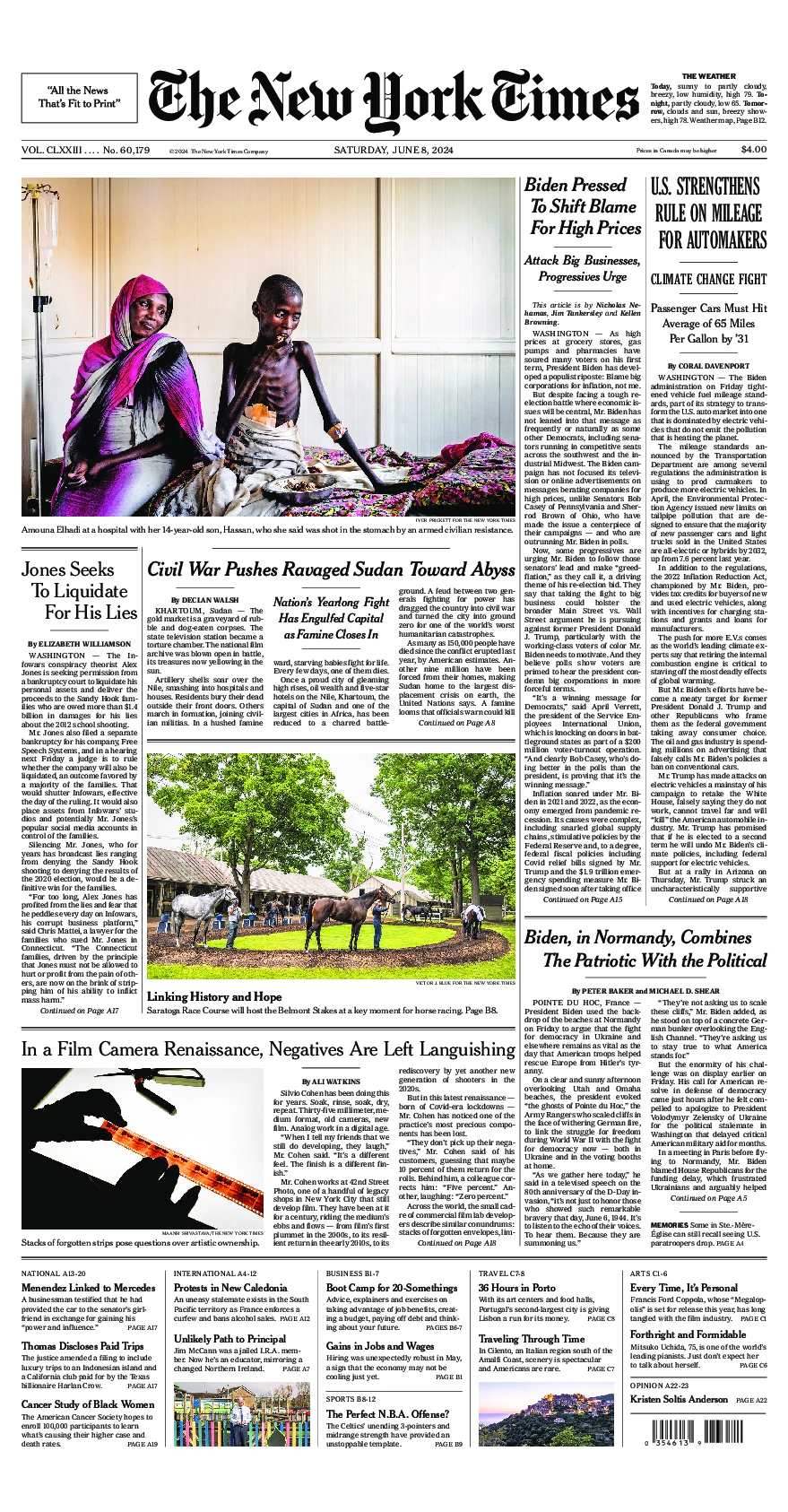 Prima-pagina-del-New-York-Times-edizione-di-oggi-2024-06-08