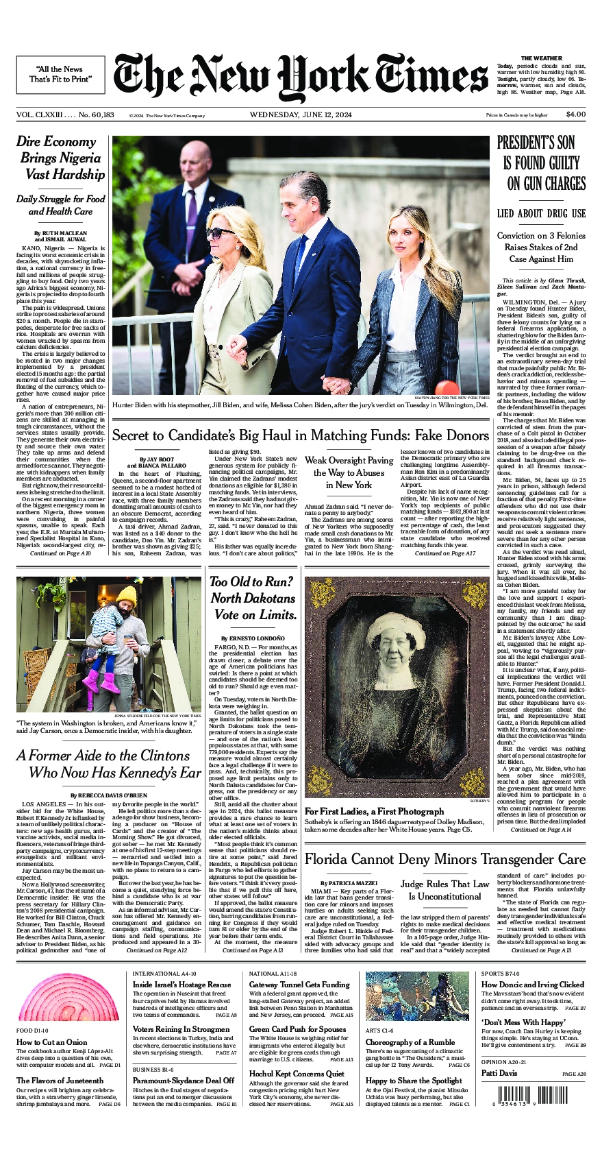 Prima-pagina-del-New-York-Times-edizione-di-oggi-2024-06-12