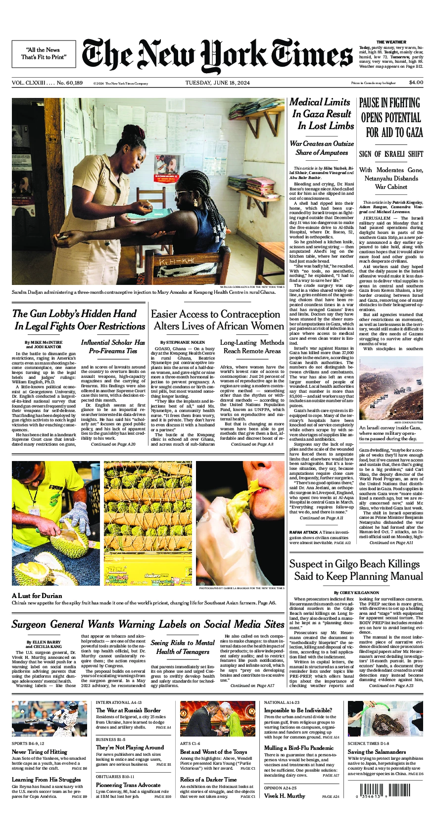 Prima-pagina-del-New-York-Times-edizione-di-oggi-2024-06-18