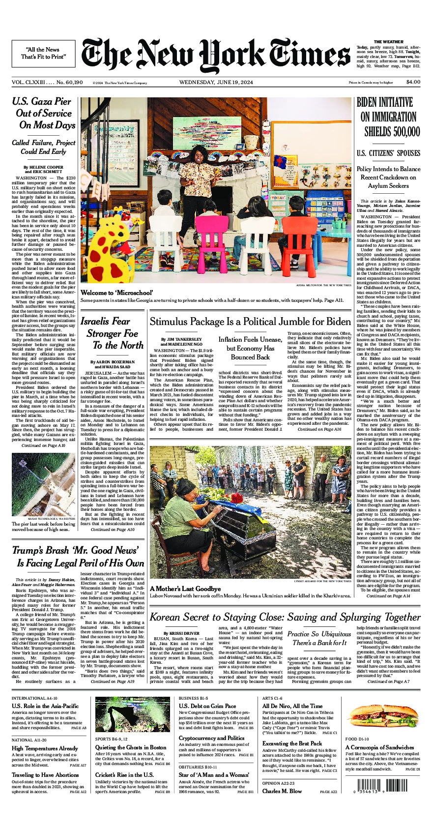 Prima-pagina-del-New-York-Times-edizione-di-oggi-2024-06-19