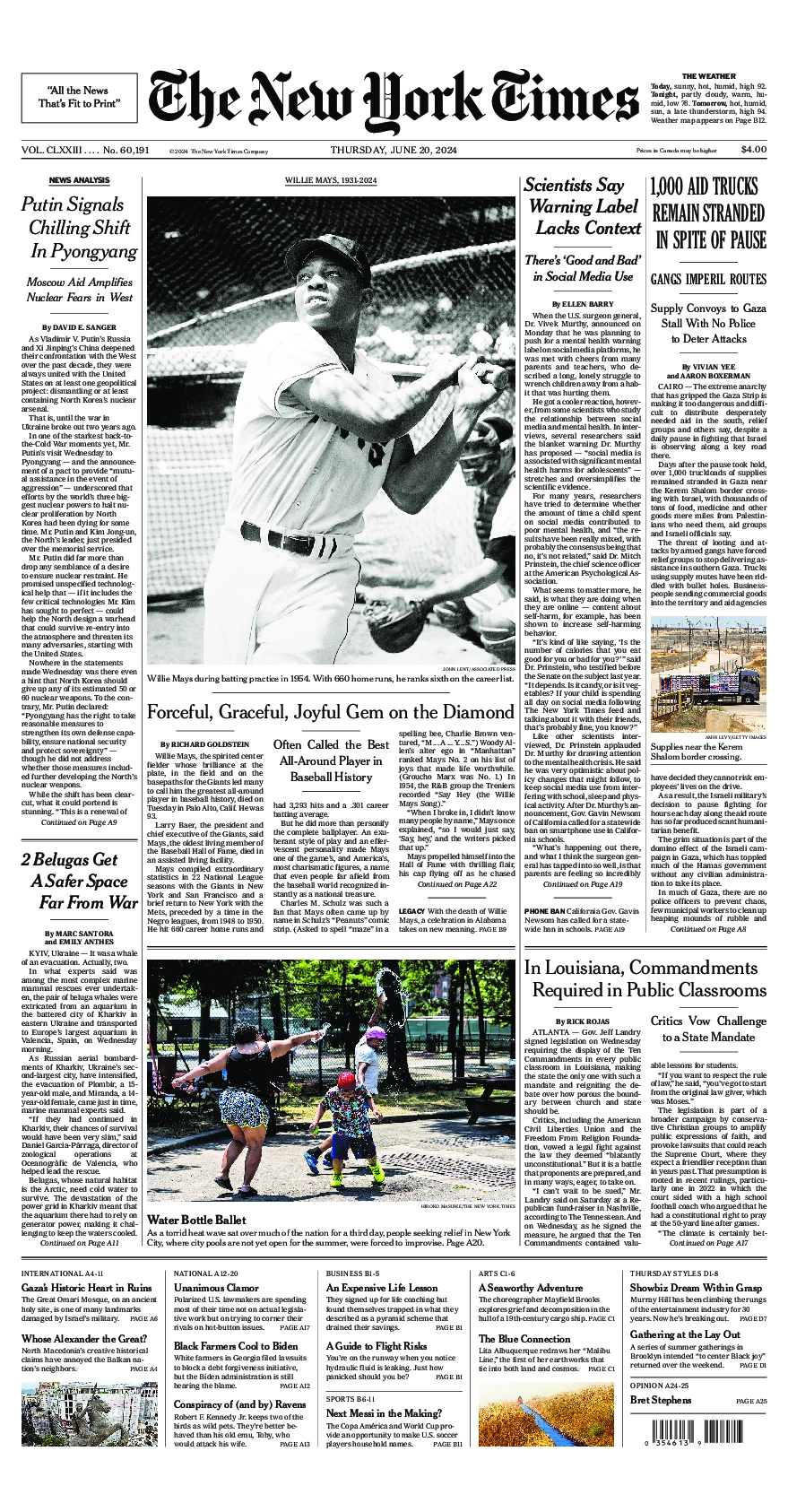 Prima-pagina-del-New-York-Times-edizione-di-oggi-2024-06-20