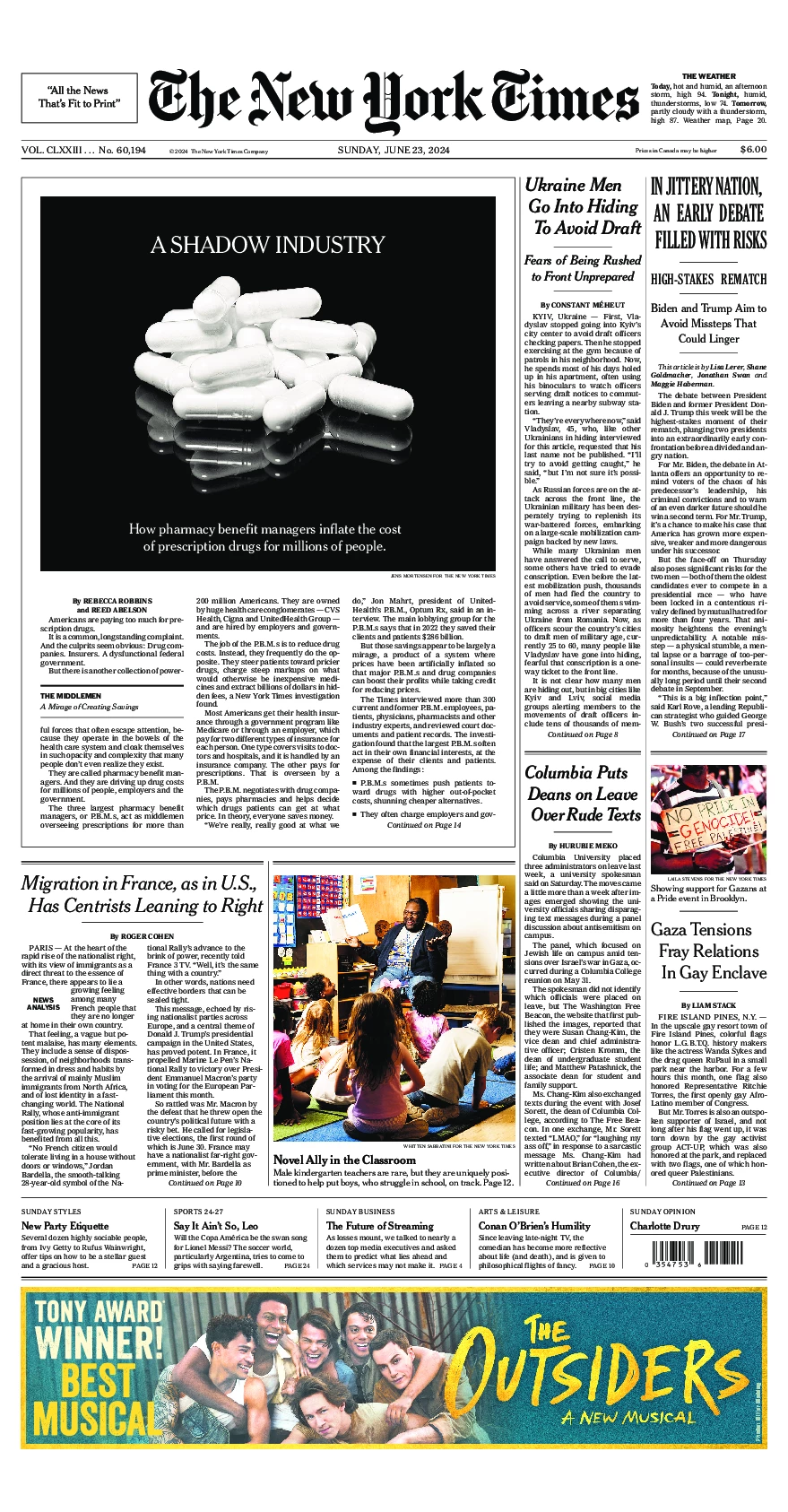 Prima-pagina-del-New-York-Times-edizione-di-oggi-2024-06-23