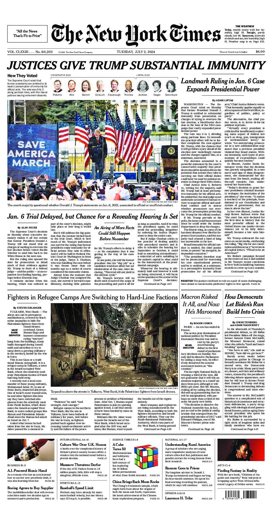 Prima-pagina-del-New-York-Times-edizione-di-oggi-2024-07-02