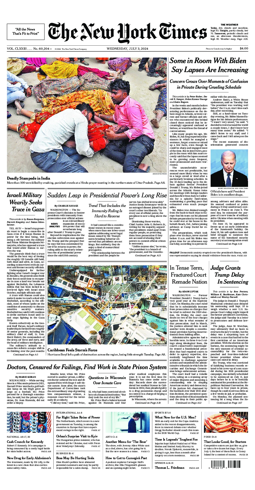 Prima-pagina-del-New-York-Times-edizione-di-oggi-2024-07-03