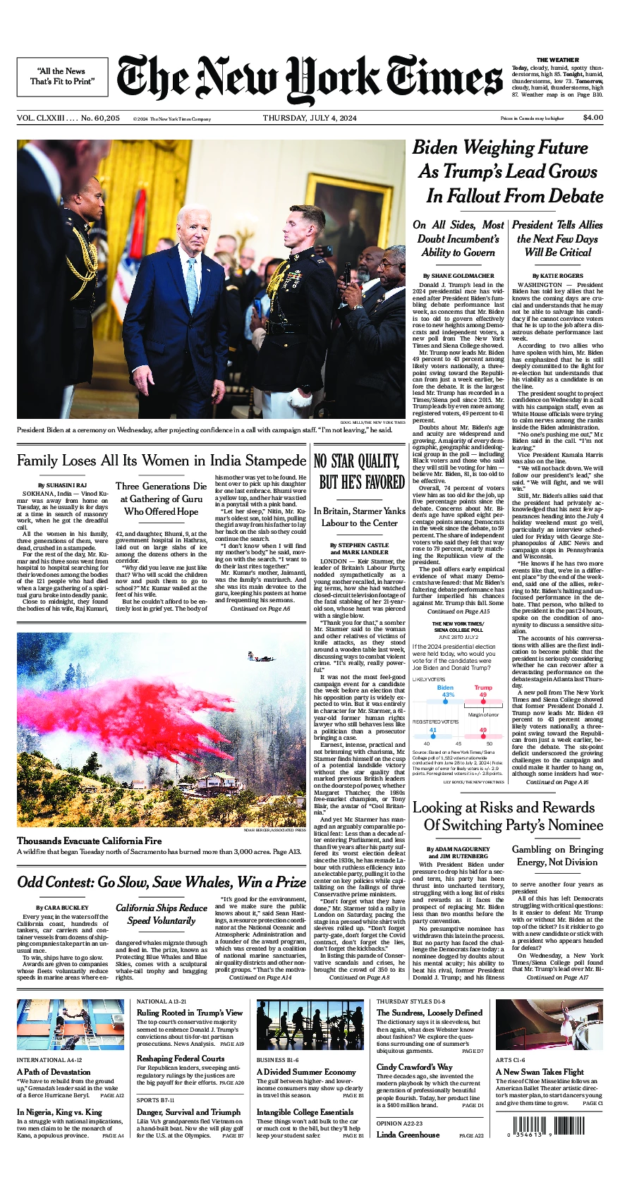 Prima-pagina-del-New-York-Times-edizione-di-oggi-2024-07-04