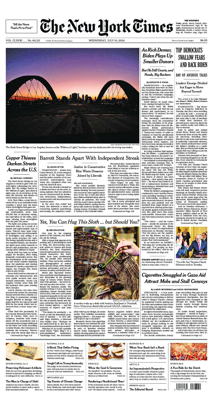 Prima-pagina-del-New-York-Times-edizione-di-oggi-2024-07-10