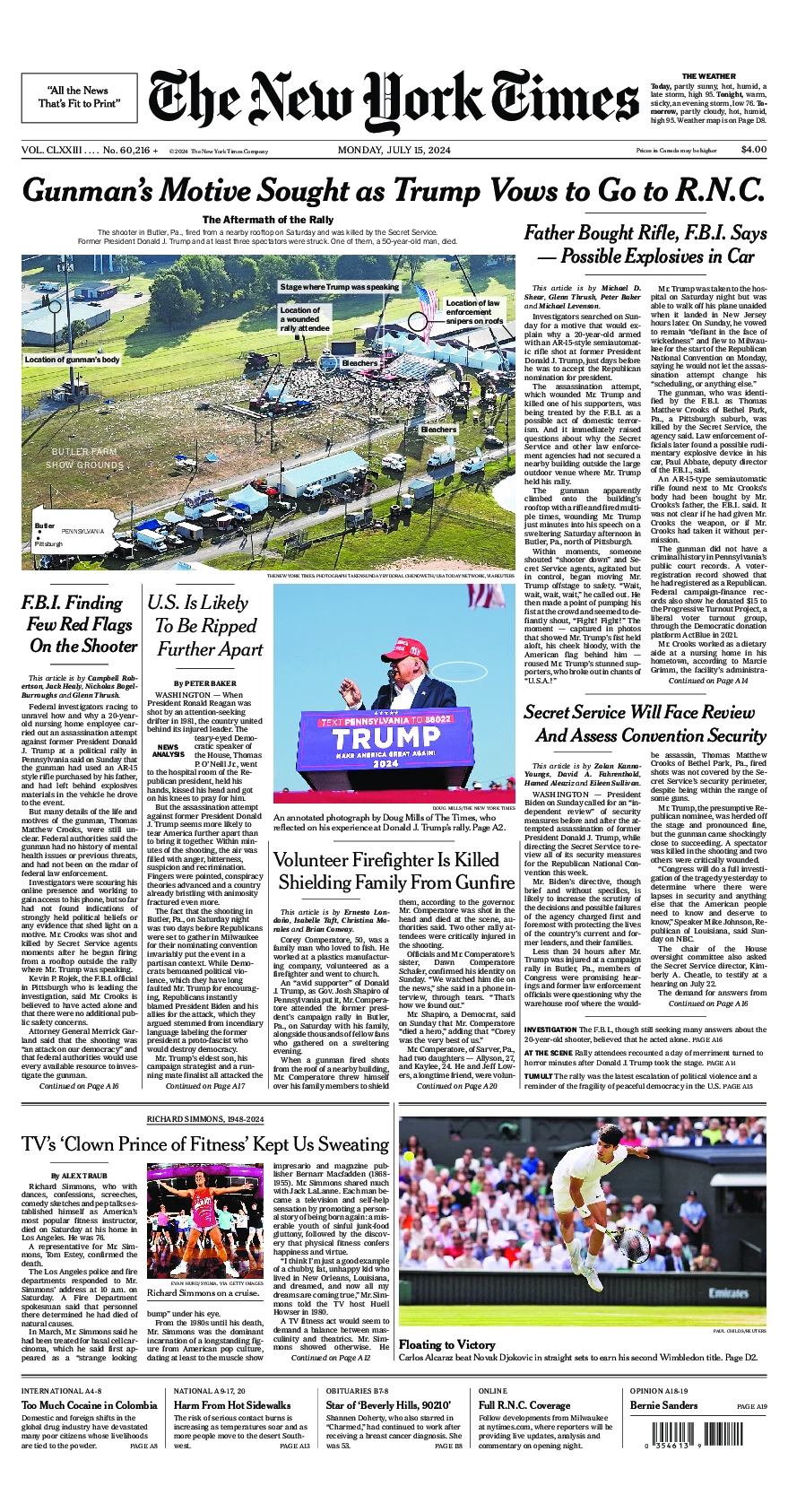 Prima-pagina-del-New-York-Times-edizione-di-oggi-2024-07-15