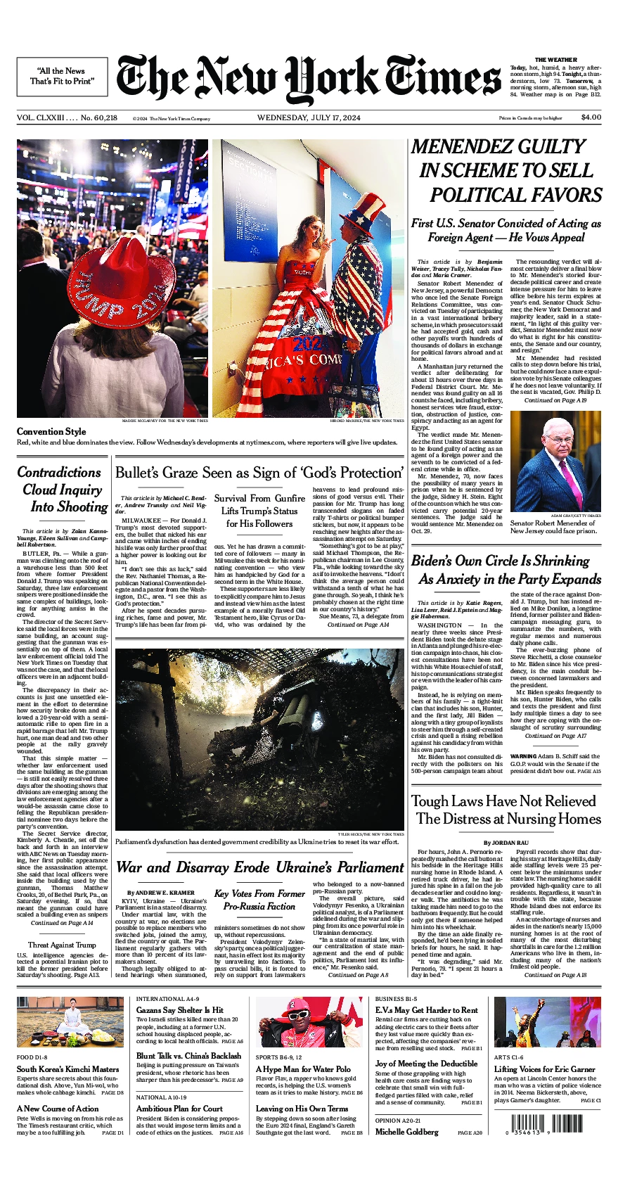 Prima-pagina-del-New-York-Times-edizione-di-oggi-2024-07-17